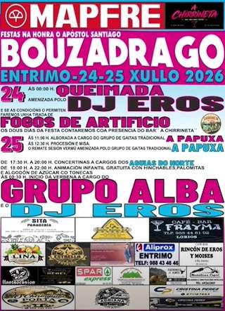 Fechas, información, programa, cartel, imágenes, mapa y ubicación de Santiago Apóstol de Bouzadrago  en  Entrimo