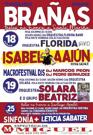 Fechas, información, programa, cartel, imágenes, mapa y ubicación de Santiago Apóstol de Brañas (2026)  en  Toques
