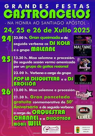 Fechas, información, programa, cartel, imágenes, mapa y ubicación de Santiago Apóstol de Castroncelos  en  A Pobra do Brollón