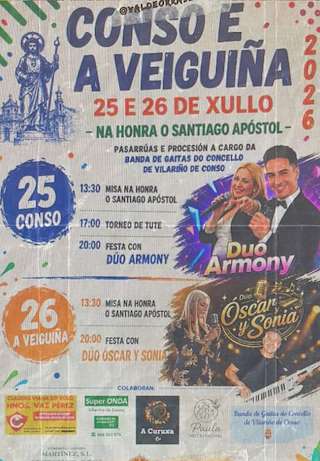 Fechas, información, programa, cartel, imágenes, mapa y ubicación de Santiago Apóstol de Conso e A Veiguiña (2026)