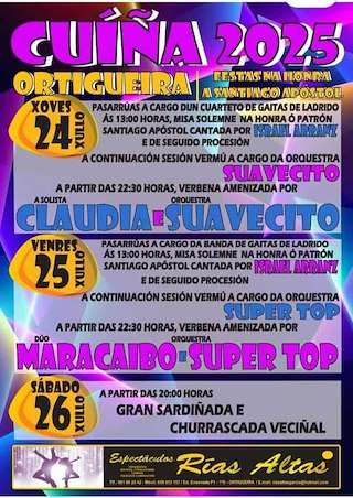 Fechas, información, programa, cartel, imágenes, mapa y ubicación de Santiago Apóstol de Cuíña   en  Ortigueira