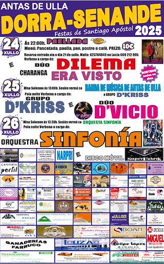 Fechas, información, programa, cartel, imágenes, mapa y ubicación de Santiago Apóstol de Dorra y Senande  en  Antas de Ulla