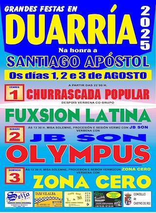 Fechas, información, programa, cartel, imágenes, mapa y ubicación de Santiago Apóstol de Duarría  en  Castro de Rei