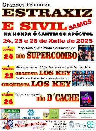 Fechas, información, programa, cartel, imágenes, mapa y ubicación de Santiago Apóstol de Estraxiz e Sivil  en  Samos