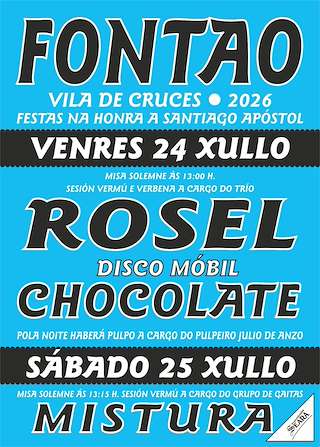 Fechas, información, programa, cartel, imágenes, mapa y ubicación de Santiago Apóstol de Fontao  (2026)  en  Vila de Cruces