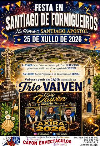 Fechas, información, programa, cartel, imágenes, mapa y ubicación de Santiago Apostol de Formigueiros (2026)  en  Samos