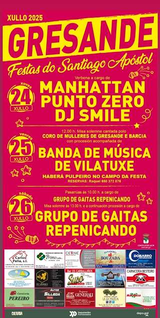 Fechas, información, programa, cartel, imágenes, mapa y ubicación de Santiago Apóstol de Gresande  en  Lalín