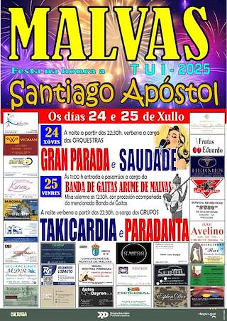 Fechas, información, programa, cartel, imágenes, mapa y ubicación de Santiago Apóstol de Malvas  en  Tui