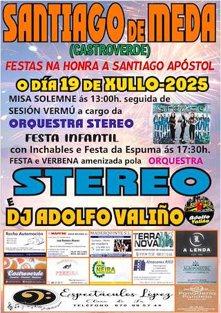 Fechas, información, programa, cartel, imágenes, mapa y ubicación de Santiago Apóstol de Meda  en  Castroverde