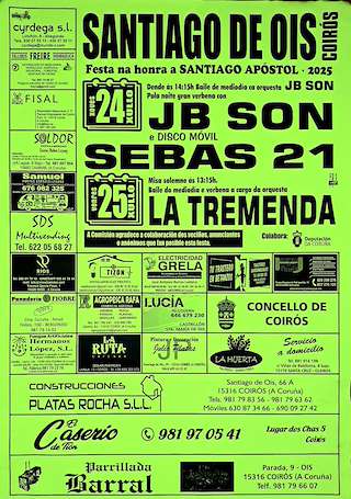 Fechas, información, programa, cartel, imágenes, mapa y ubicación de Santiago Apóstol de Ois  en  Coirós