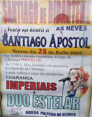 Fechas, información, programa, cartel, imágenes, mapa y ubicación de Santiago Apóstol de Ribarteme  en  As Neves
