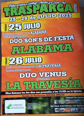 Fechas, información, programa, cartel, imágenes, mapa y ubicación de Santiago Apóstol de Trasparga  en  Guitiriz