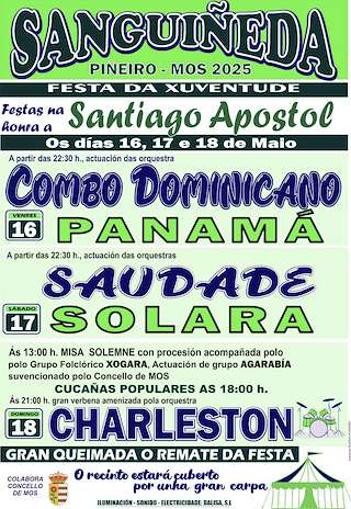 Fechas, información, programa, cartel, imágenes, mapa y ubicación de Santiago Apóstol - Festa da Xuventude de Piñeiro  en  Mos
