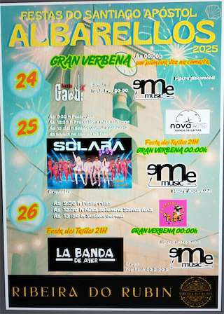 Fechas, información, programa, cartel, imágenes, mapa y ubicación de Santiago Apóstol y Santa Ana de Albarellos  en  Monterrei