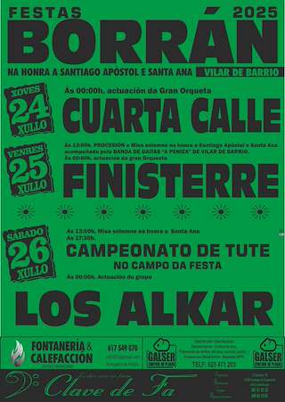 Fechas, información, programa, cartel, imágenes, mapa y ubicación de Santiago Apóstol y Santa Ana de Borrán  en  Vilar de Barrio