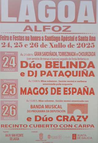 Fechas, información, programa, cartel, imágenes, mapa y ubicación de Santiago Apóstol y Santa Ana de Lagoa   en  Alfoz