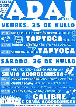 Fechas, información, programa, cartel, imágenes, mapa y ubicación de Santiago Apóstolo de Adai  en  O Corgo