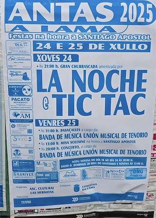 Fechas, información, programa, cartel, imágenes, mapa y ubicación de Santiago Apóstolo de Antas  en  A Lama