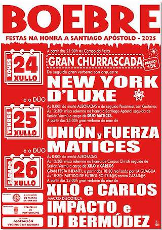 Fechas, información, programa, cartel, imágenes, mapa y ubicación de Santiago Apóstolo de Boebre  en  Pontedeume