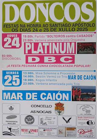 Fechas, información, programa, cartel, imágenes, mapa y ubicación de Santiago Apóstolo de Doncos   en  As Nogais