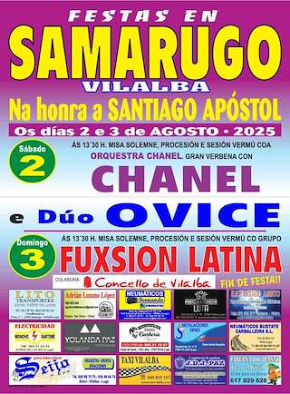 Fechas, información, programa, cartel, imágenes, mapa y ubicación de Santiago Apóstolo de Samarugo   en  Vilalba