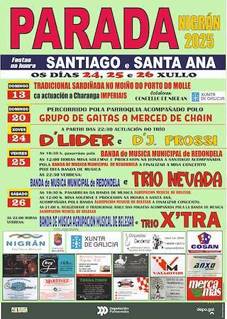 Fechas, información, programa, cartel, imágenes, mapa y ubicación de Santiago Apóstolo e Santa Ana de Parada  en  Nigrán