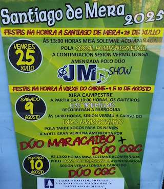 Fechas, información, programa, cartel, imágenes, mapa y ubicación de Santiago e o Carme de Ponte de Mera   en  Ortigueira
