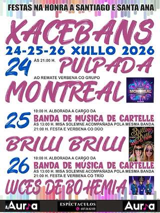 Fechas, información, programa, cartel, imágenes, mapa y ubicación de Santiago e Santa Ana de Xacebáns  en  Quintela de Leirado