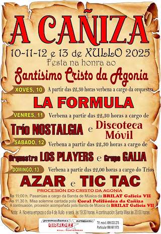 Fechas, información, programa, cartel, imágenes, mapa y ubicación de Santísimo Cristo da Agonía  en  A Caniza