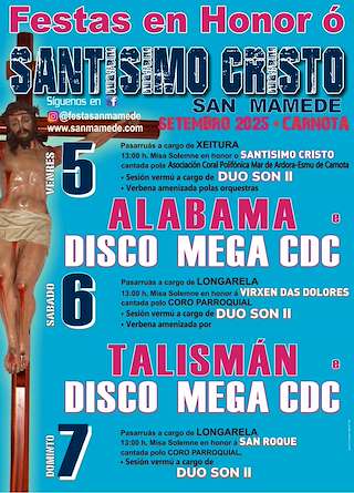 Fechas, información, programa, cartel, imágenes, mapa y ubicación de Santísimo Cristo de San Mamede  en  Carnota