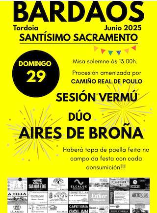 Fechas, información, programa, cartel, imágenes, mapa y ubicación de Santísimo Sacramento de Bardaos  en  Tordoia