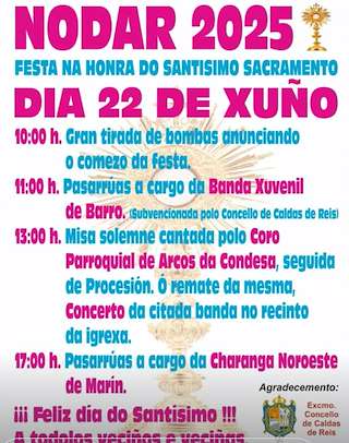 Fechas, información, programa, cartel, imágenes, mapa y ubicación de Santísimo Sacramento de Nodar  en  Caldas de Reis