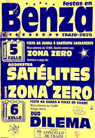 Fechas, información, programa, cartel, imágenes, mapa y ubicación de Santísimo Sacramento e Virxe do Carme de Benza  en  Trazo