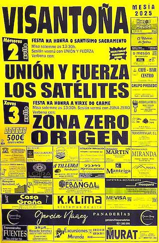 Fechas, información, programa, cartel, imágenes, mapa y ubicación de Santísimo Sacramento e Virxe do Carme de Visantoña  en  Mesía