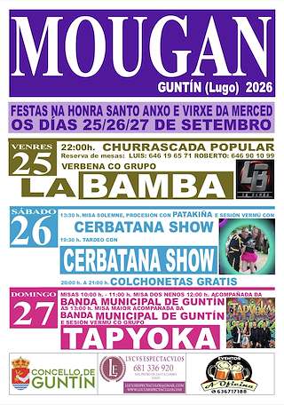 Fechas, información, programa, cartel, imágenes, mapa y ubicación de Santo Anxo da Garda e Virxe da Merced de Mougán (2026) en Guntín