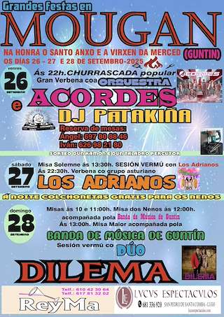 Fechas, información, programa, cartel, imágenes, mapa y ubicación de Santo Anxo da Garda e Virxe da Merced de Mougán  en  Guntín