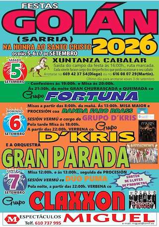 Fechas, información, programa, cartel, imágenes, mapa y ubicación de Santo Cristo de Goián (2026) en Sarria