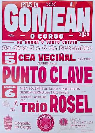 Fechas, información, programa, cartel, imágenes, mapa y ubicación de Santo Cristo de Gomean (2026) en O Corgo