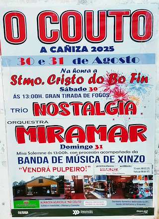 Fechas, información, programa, cartel, imágenes, mapa y ubicación de Santo Cristo do Bo Fin de O Couto  en  A Cañiza