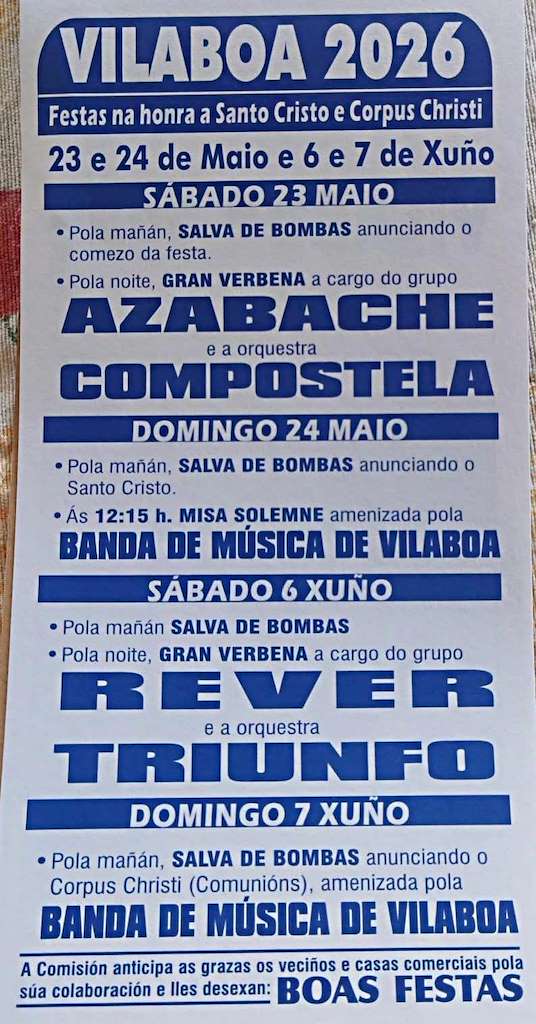 Santo Cristo y Corpus Christi (2026) en Vilaboa