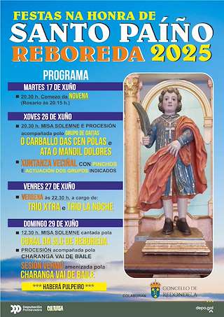 Fechas, información, programa, cartel, imágenes, mapa y ubicación de Santo Paíño de Reboreda  en  Redondela