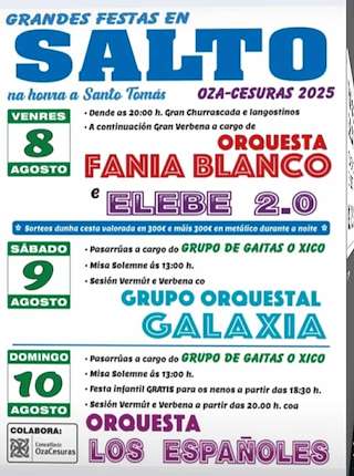 Fechas, información, programa, cartel, imágenes, mapa y ubicación de Santo Tomás e Santísimo Sacramento de Salto  en  Oza Cesuras