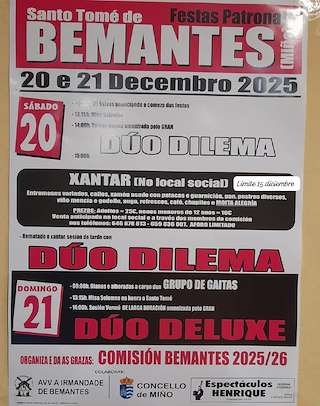 Fechas, información, programa, cartel, imágenes, mapa y ubicación de Santo Tomé de Bemantes (2025)  en  Miño
