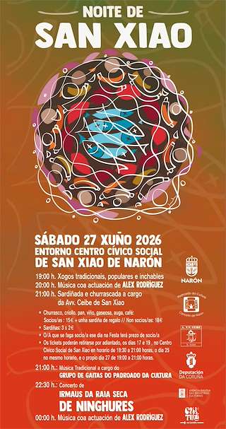 Fechas, información, programa, cartel, imágenes, mapa y ubicación de Sardiñada - Churrascada de San Xiao (2026) en Narón
