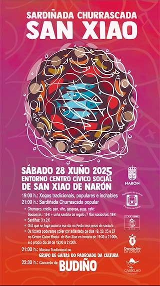 Fechas, información, programa, cartel, imágenes, mapa y ubicación de Sardiñada - Churrascada de San Xiao  en  Narón
