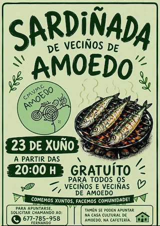 Fechas, información, programa, cartel, imágenes, mapa y ubicación de Sardiñada de Amoedo (2026)  en  Pazos de Borbén