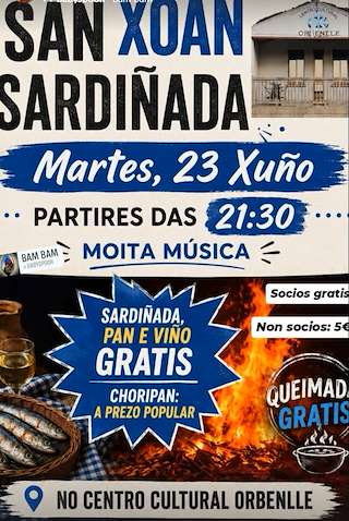 Fechas, información, programa, cartel, imágenes, mapa y ubicación de Sardiñada de San Xoán de Orbenlle (2026)  en  O Porriño