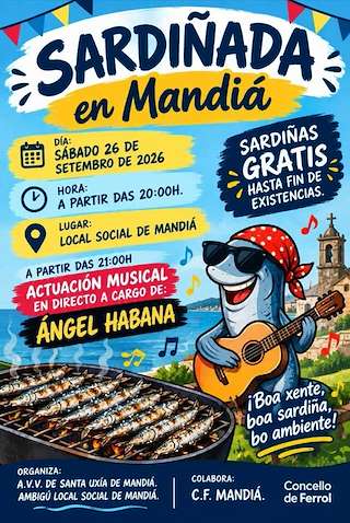 Fechas, información, programa, cartel, imágenes, mapa y ubicación de Sardiñada Popular de Mandiá (2026) en Ferrol