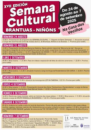Fechas, información, programa, cartel, imágenes, mapa y ubicación de XVII Semana Cultural de Brantuas-Niñóns  en  Ponteceso