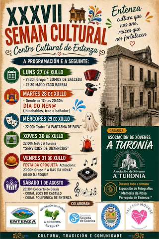 Fechas, información, programa, cartel, imágenes, mapa y ubicación de XXXVII Semana Cultural de Entenza (2026)  en  Salceda de Caselas